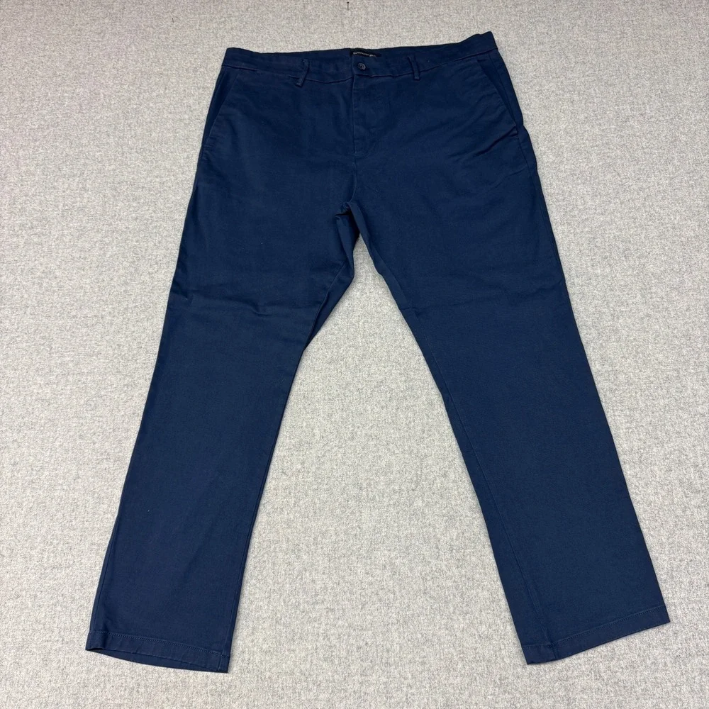 Banana Republic Chino Pants 40x30 Navy Blue Flat Front Straight Leg Mens Trouser
